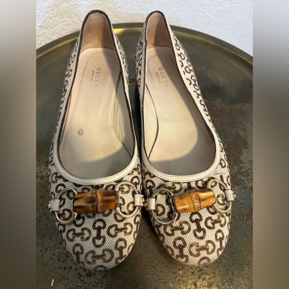 GUCCI flats bamboo logo buckle 9.5 slipper loafer